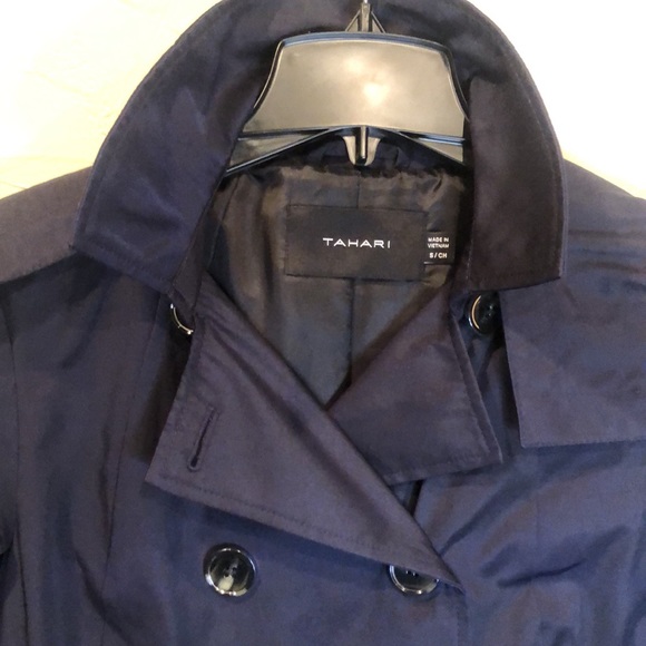 NWT Tahari navy trench coat. Size S - Picture 2 of 8